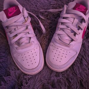 Nike White and Pink Kids Sneakers